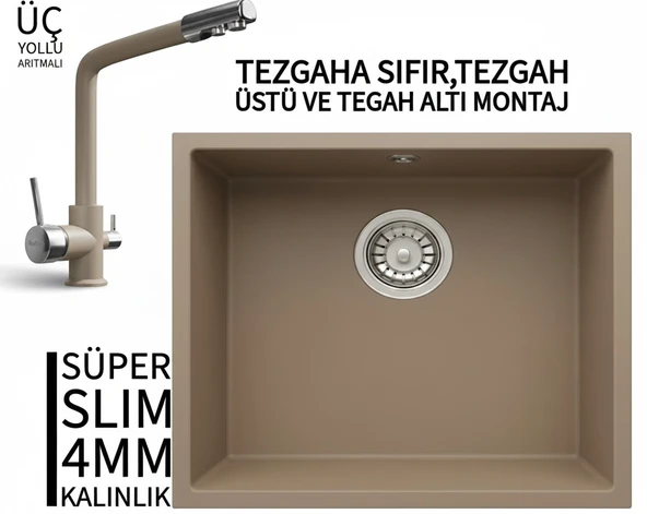 RealStone Steep 50 Cappuccino Granit Evye & Abant Cappuccino Uyumlu Batarya Seti ürün görseli 1