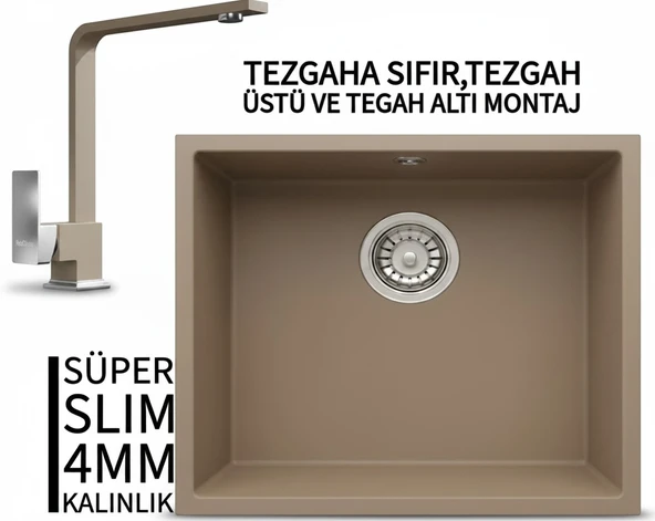 RealStone Steep 50 Cappuccino Granit Evye & Göksu Cappuccino Uyumlu Batarya Seti ürün görseli 1