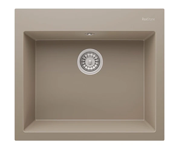RealStone Didyma 60 K002 Granit Evye 600x530 mm Tek Göz Mutfak Evyesi - RealStone K002 Didyma 60 Cappuccino ürün görseli 1