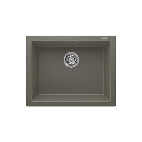 RealStone Gordion 60 K012 Granit Evye 600x500 mm Tek Göz Mutfak Evyesi - Realstone K012 Gordion 60 Gri ürün görseli 1