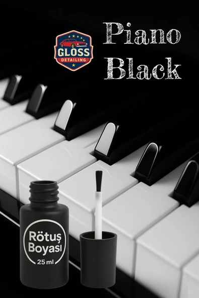 PİANO BLACK & PARLAK SİYAH - Profesyonel Kendinden Fırçalı Çizik Giderici Rötuş Boyası 30ml. ürün görseli 1