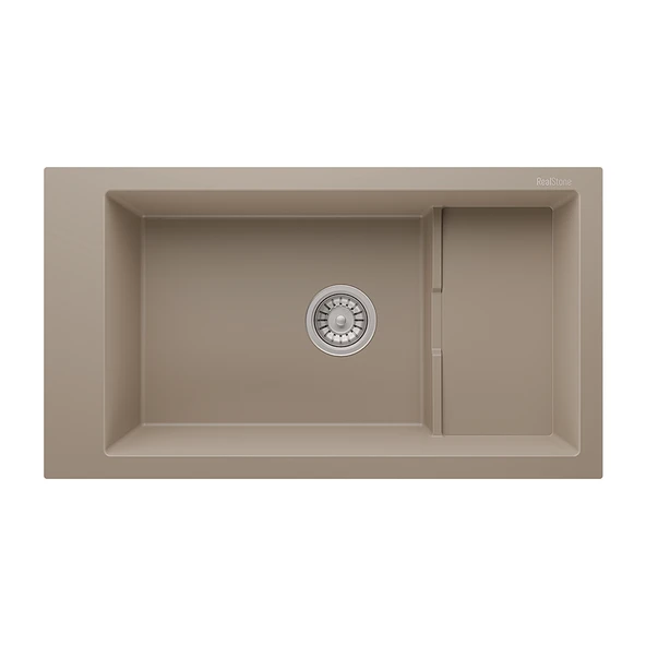 RealStone Knidos P023 Granit Evye 825x460 mm Tek Göz Mutfak Evyesi - RealStone P023 Knidos Cappuccino ürün görseli 1