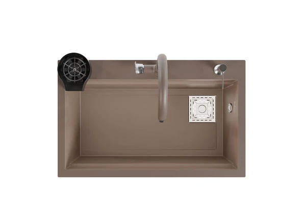 Realstone Hermes Akıllı Eviye - Şelale Akışlı ve Bardak Yıkamalı - Realstone Hermes Akıllı Eviye Cappuccino ürün görseli 1