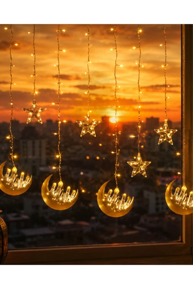 Ramazan Temalı LED Işık Hilal ve Yıldız Figürlü Dekor Lambası ürün görseli 1