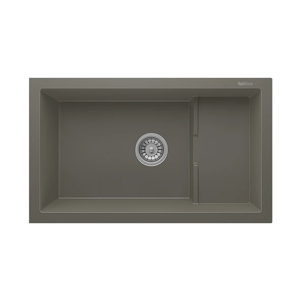 RealStone Patara P017 Granit Evye 770x460 mm Tek Göz Mutfak Evyesi - RealStone P017 Patara Gri ürün görseli 1