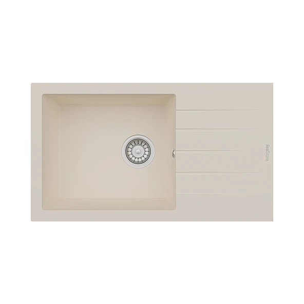 RealStone Assos 76 Xl P010 Granit Evye 760x435 mm Tek Göz Damlalıklı Mutfak Evyesi - RealStone P010 Assos 76 XL Krem ürün görseli 1