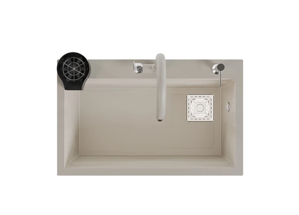 Realstone Hermes Akıllı Eviye - Şelale Akışlı ve Bardak Yıkamalı - Realstone Hermes Akıllı Eviye Krem ürün görseli 1