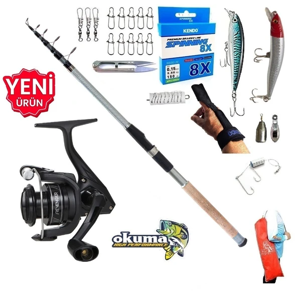 Okuma Revenger Rv-4000A 240cm 60-120gr Carbo-X Tele Maket Balık Spin Olta Takımı Seti ürün görseli 1