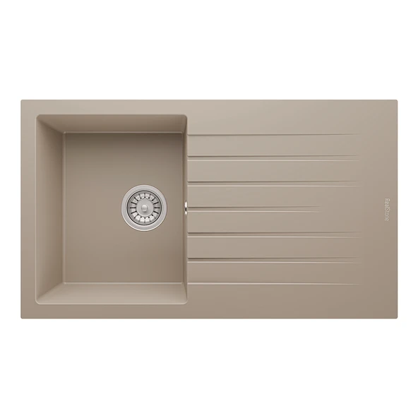 RealStone Troya 86 P004 Granit Evye 860x500 mm Tek Göz Damlalıklı Mutfak Evyesi - RealStone P004 Troya 86 Cappuccino ürün görseli 1