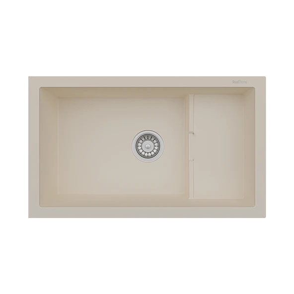RealStone Patara P017 Granit Evye 770x460 mm Tek Göz Mutfak Evyesi - RealStone P017 Patara Krem ürün görseli 1