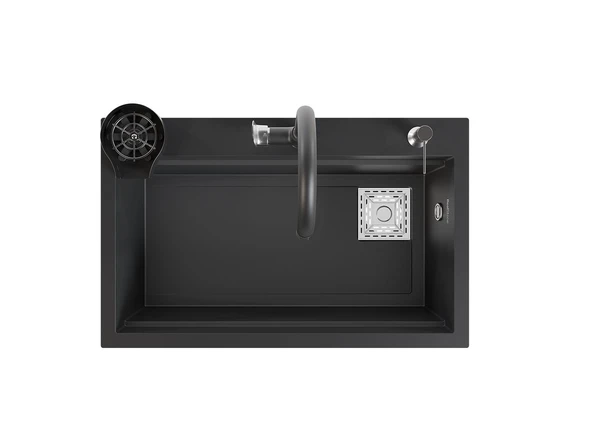 Realstone Hermes Akıllı Eviye - Şelale Akışlı ve Bardak Yıkamalı - Realstone Hermes Akıllı Eviye Antrasit ürün görseli 1