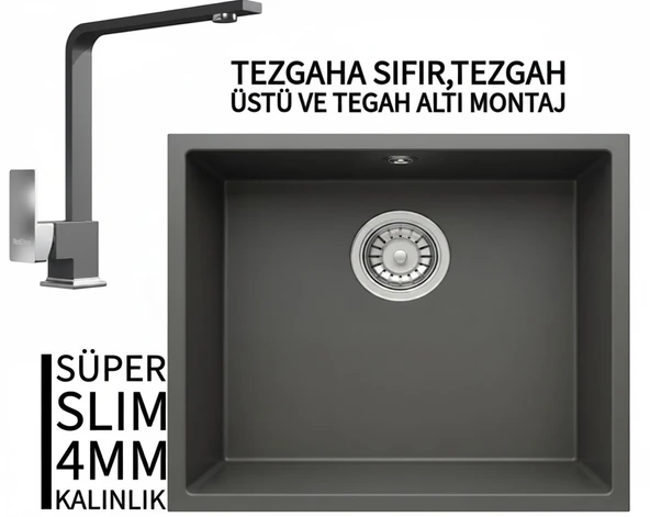 RealStone Steep 50 Antrasit Granit Evye & Göksu Antrasit Uyumlu Batarya Seti ürün görseli 1