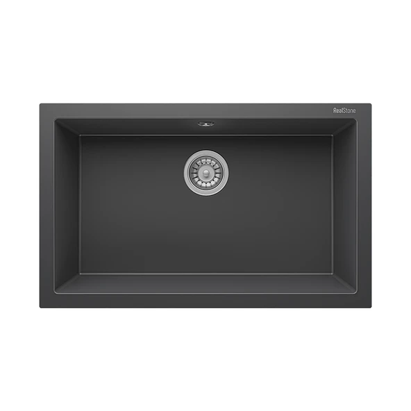 RealStone K003 Didyma 77 Granit Evye 770x530 mm Tek Göz Mutfak Evyesi - RealStone K003 Didyma 77 Antrasit ürün görseli 1