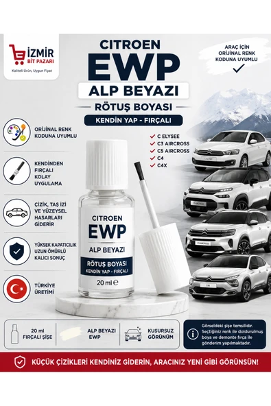 Citroen C Elysee, C3 Aircross, C5 Aircross , C4, C4X EWP - Alp Beyazı - Rötüş Boyası 20ml ürün görseli 1