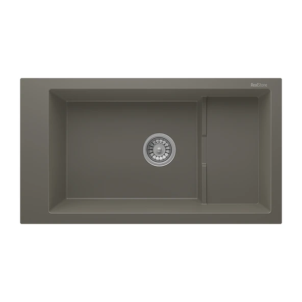 RealStone Knidos P023 Granit Evye 825x460 mm Tek Göz Mutfak Evyesi - RealStone P023 Knidos Gri ürün görseli 1