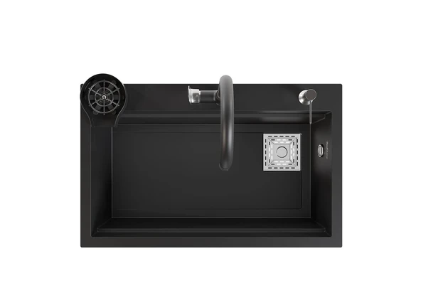 Realstone Hermes Akıllı Eviye - Şelale Akışlı ve Bardak Yıkamalı - Realstone Hermes Akıllı Eviye Siyah ürün görseli 1