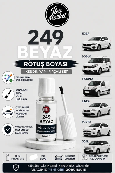 Premium Taş İzi Çizik Giderici Onarıcı Beyaz Fiat Egea Cross Uyumlu Oto Rötüş Boyası 20 ml ürün görseli 1