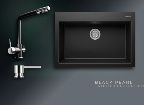 RealStone Black Pearl Didyma 77 770x530 mm Granit Evye & Abant Batarya Seti ürün görseli 1