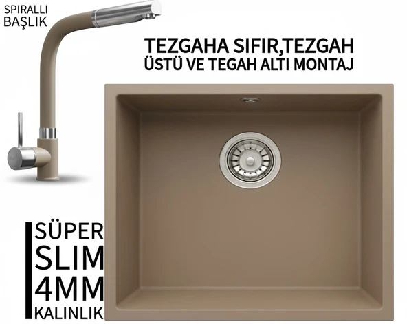 RealStone Steep 50 Cappuccino Granit Evye & Sümela Cappuccino Uyumlu Batarya Seti ürün görseli 1