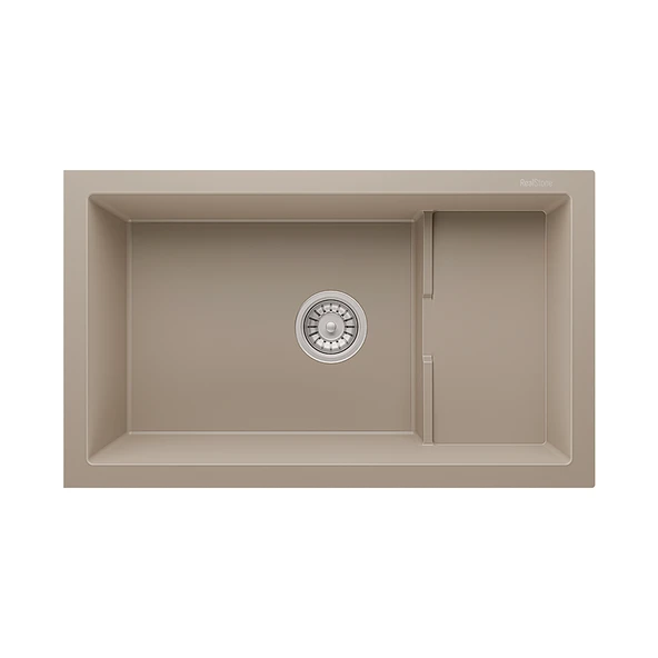 RealStone Patara P017 Granit Evye 770x460 mm Tek Göz Mutfak Evyesi - RealStone P017 Patara Cappuccino ürün görseli 1