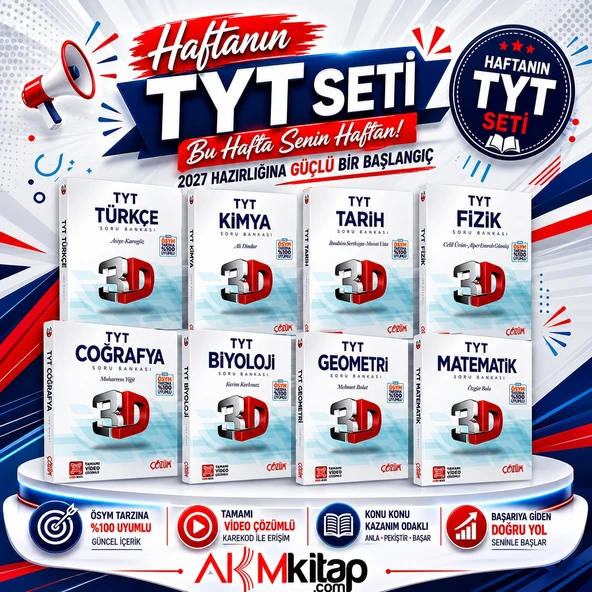 3D Yayınları TYT Soru Bankası Seti 8 Kitap Set ürün görseli 1