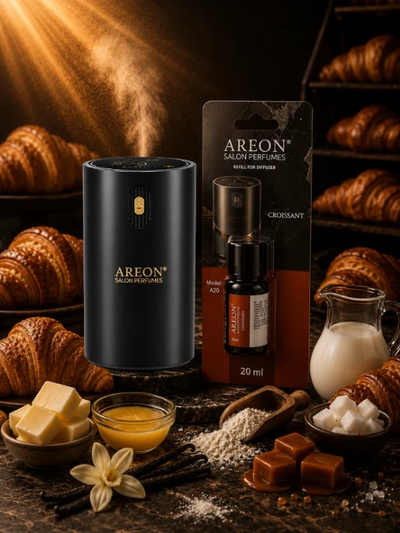 Areon Aromatik Difüzör Siyah (Klasik Metal) + Croissant ürün görseli 1