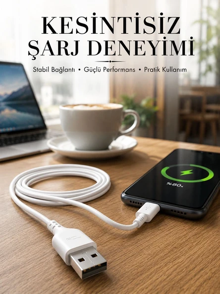 2 Metre Type-C Şarj Kablosu Güvenli ve Stabil Şarj Desteği ürün görseli 1