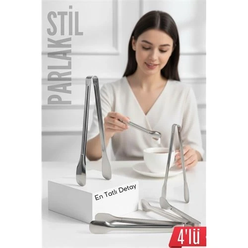 Çelik 4'lü Şeker Maşası 13 CM | Buz, Limon ve Küp Şeker Servis Maşası 722528 ürün görseli 1