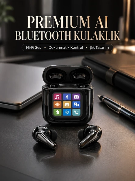 AI Destekli Dokunmatik Ekranlı Kablosuz Bluetooth Kulaklık ürün görseli 1