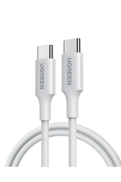 UGREEN USB-C USB-C 60W Örgülü Hızlı Şarj Kablosu 1M Beyaz ürün görseli 1