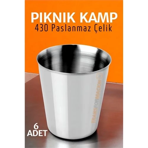Paslanmaz Çelik Bardak Seti Kamp Piknik Bardağı 6 adet  721504 ürün görseli 1