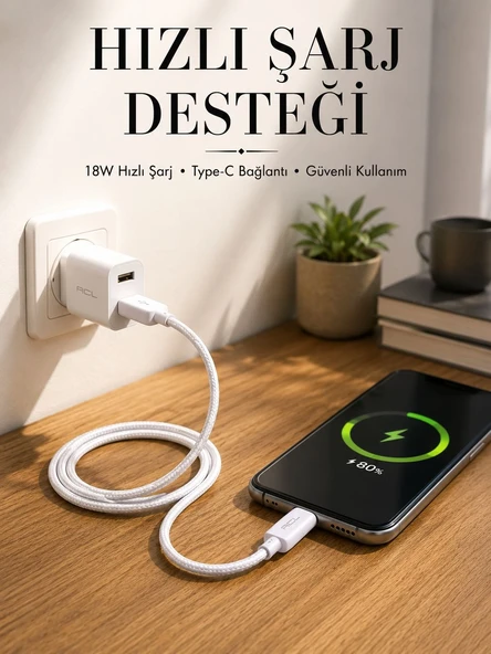 Type-C Girişli Cihazlar İçin Şarj Kablosu ürün görseli 1