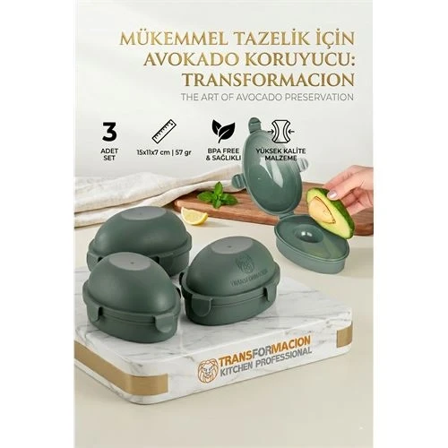 3 lü Avokado Saklama Kabı | Kilitli Taze Tutucu Koruyucu Kutu | Kararmaya Son 723085 ürün görseli 1