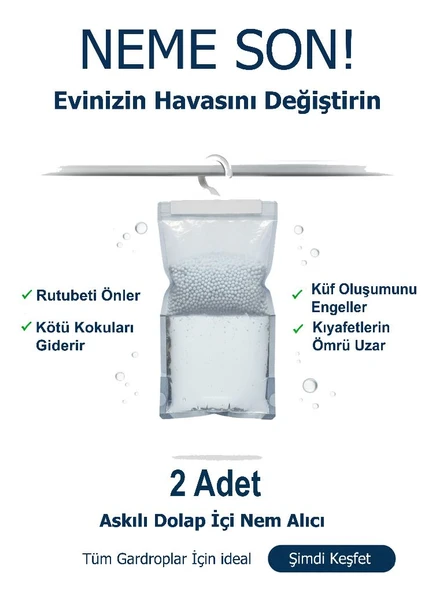 2 Adet 250 gr Askılı Dolap içi Nem alıcı ürün görseli 1