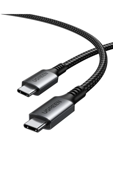 UGREEN USB-C USB-C 60W Örgülü Hızlı Şarj Kablosu 1M Siyah ürün görseli 1