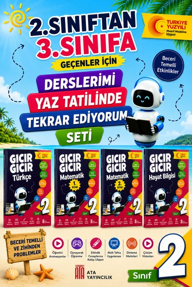 2.Sınıftan 3.Sınıfa Geçenler İçin Derslerimi Yaz Tatilinde Tekrar Ediyorum Seti ürün görseli 1