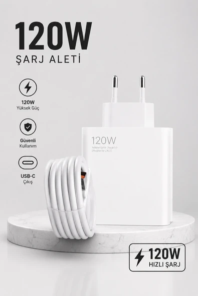 Turbo Hızlı Şarj Destekli 120W USB-C Şarj Seti ürün görseli 1