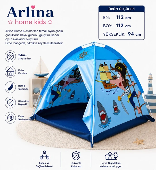 Korsan Temalı Çocuk Çadır 112*112*94 Cm ürün görseli 1
