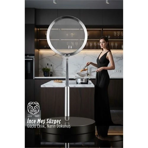 Giulia Serie  Lüks İnce Meş Süzgeç - 34 cm Profesyonel Mutfak İmzası 304 Paslanmaz Çelik 722909 ürün görseli 1