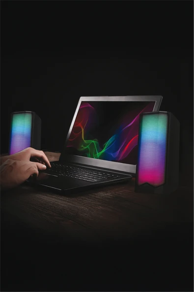 VENANDIN Bilgisayar Hoparlörü RGB USB Speaker 2.0 Stereo Oyuncu Hoparlörü Laptop PC Masaüstü Ses Sistemi ürün görseli 1