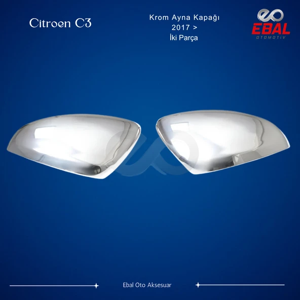 Citroen C3 Krom Ayna Kapağı 2 Parça 2017 > Paslanmaz Çelik - Resim 3