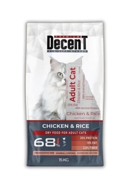 DECENT YETİŞKİN TAVUKL ETLİ KEDİ MAMASI 15KG ürün görseli 1