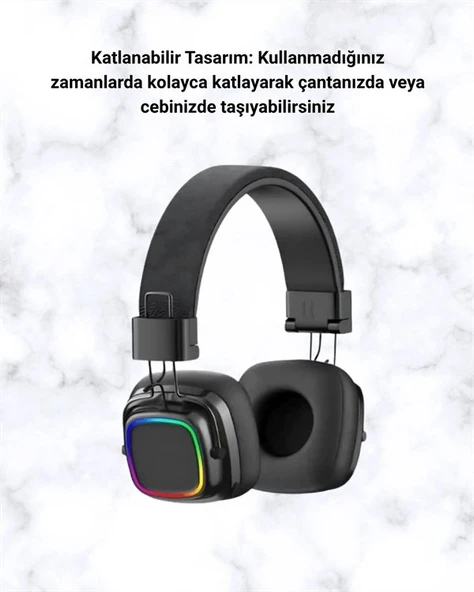 Rgb Işıklı Katlanabilir Bluetooth 5.3 Kulak Üstü Kulaklık ürün görseli 1