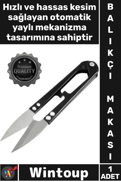 #Makas Paslanmaz Çelik Dayanıklı Profesyonel Keskin Uçlu Ergonomik Yaylı Balıkçı İp Kesme Makası ürün görseli 1