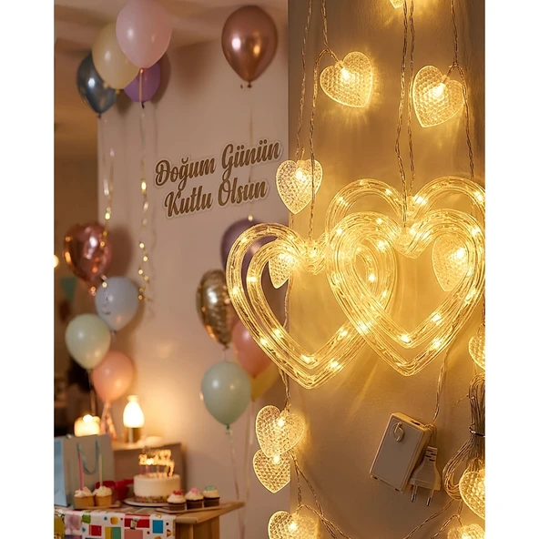 Romantik Kalp LED Işık Neon Görünümlü Dekoratif Oda Lambası ürün görseli 1