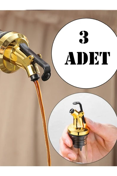 3 Adet Gold Yağlık Tıpası Damlatmaz Yağlık Yağdanlık Tıpası Kapaklı Şişe Ucu Servis Aparatı ürün görseli 1