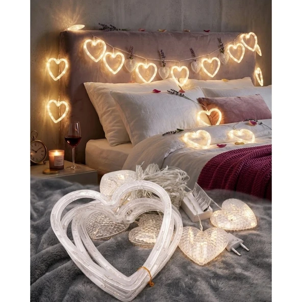 Kalp Şeklinde LED Neon Işık Dekoratif Romantik Oda ve Duvar Lambası ürün görseli 1