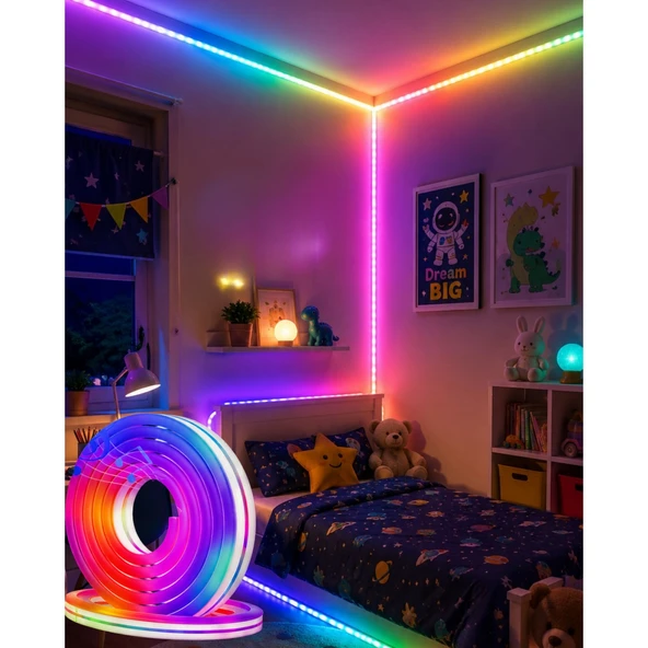 16 Milyon Renk RGB Neon Şerit Led İç ve Dış Mekan Dekor Işığı ürün görseli 1