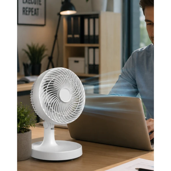 Kompakt Mini Fan Otomatik Salınımlı Sessiz Masaüstü Vantilatör ürün görseli 1