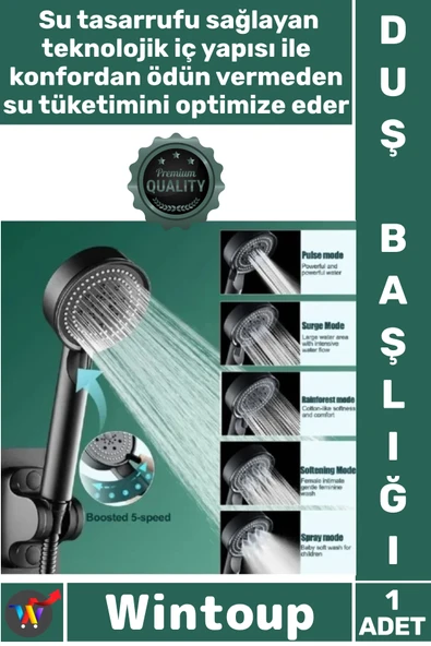 #DuşBaşlığı Lüks Mat Su Tasarruflu Modern Banyo Aksesuar Dayanıklı Kalite Şık 5 Kademeli Duş Başlığı ürün görseli 1